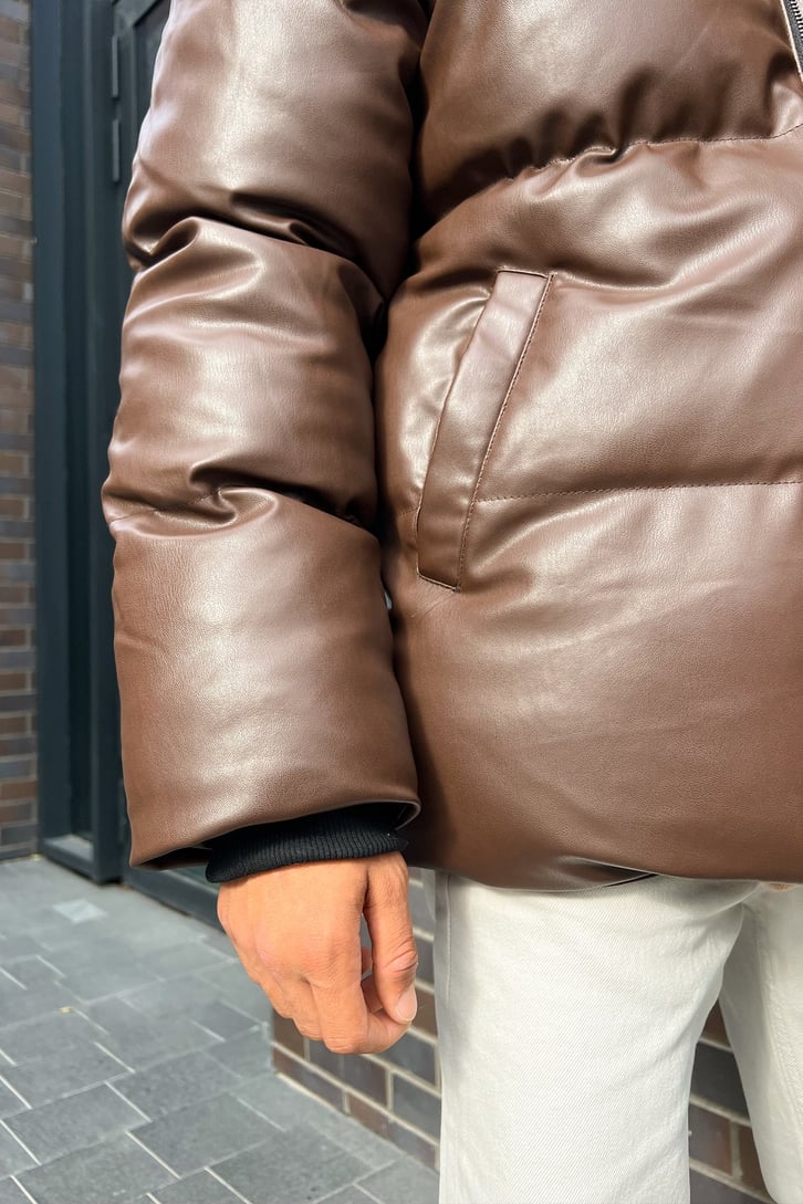 Basic Deri Şişme Mont