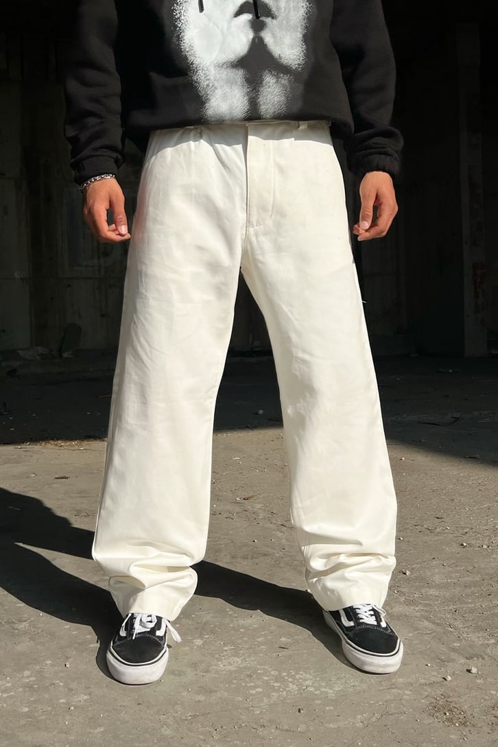 Basic Ekru Baggy Pantolon