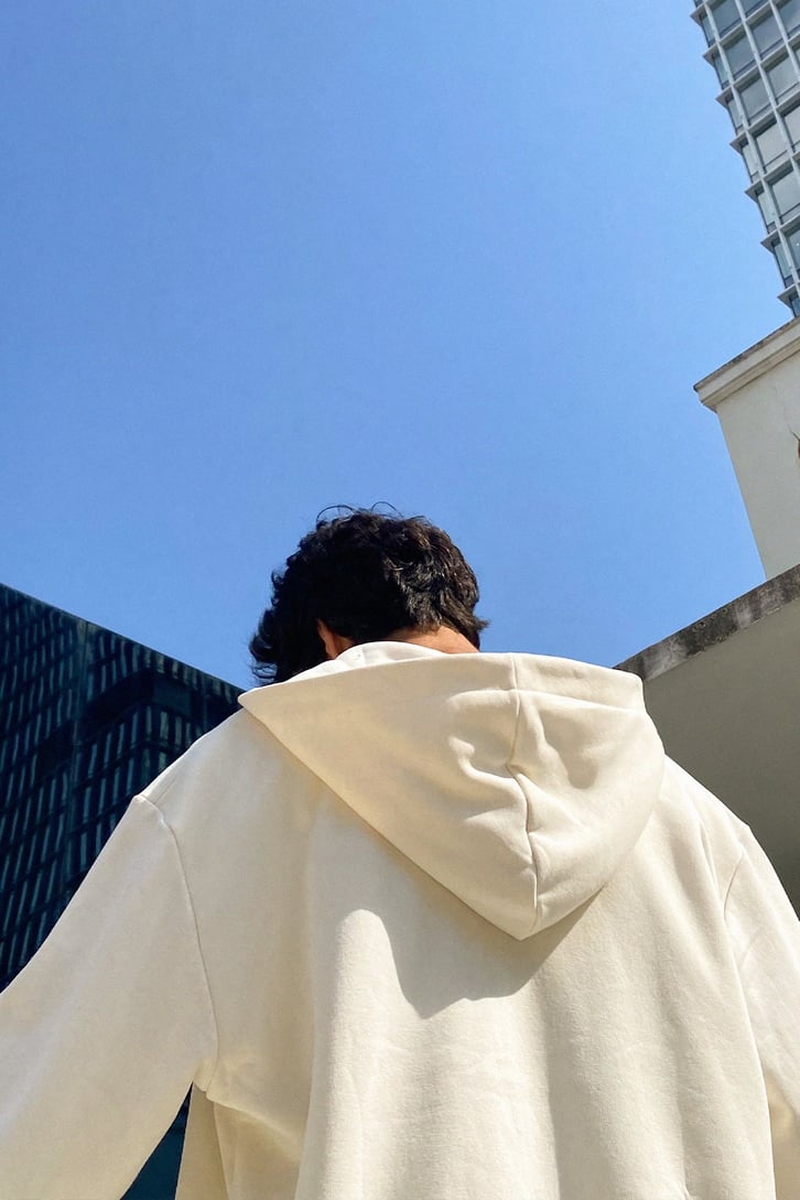 Basic Ekru Fermuarlı Oversize Sweatshirt