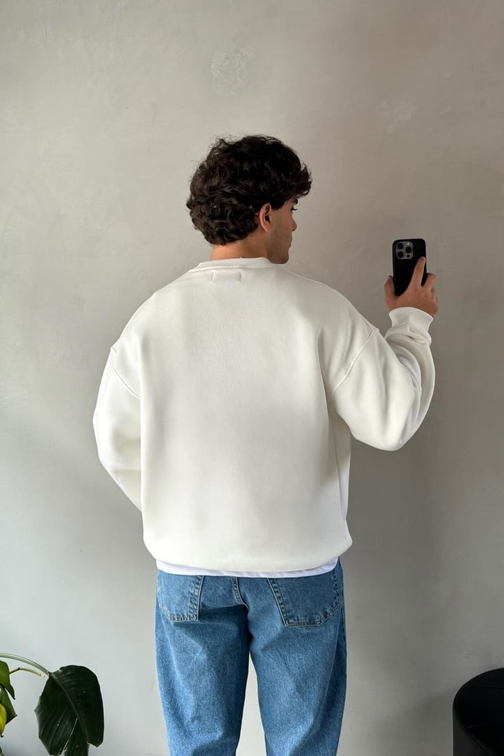 Basic Ekru Oversize Sweatshirt