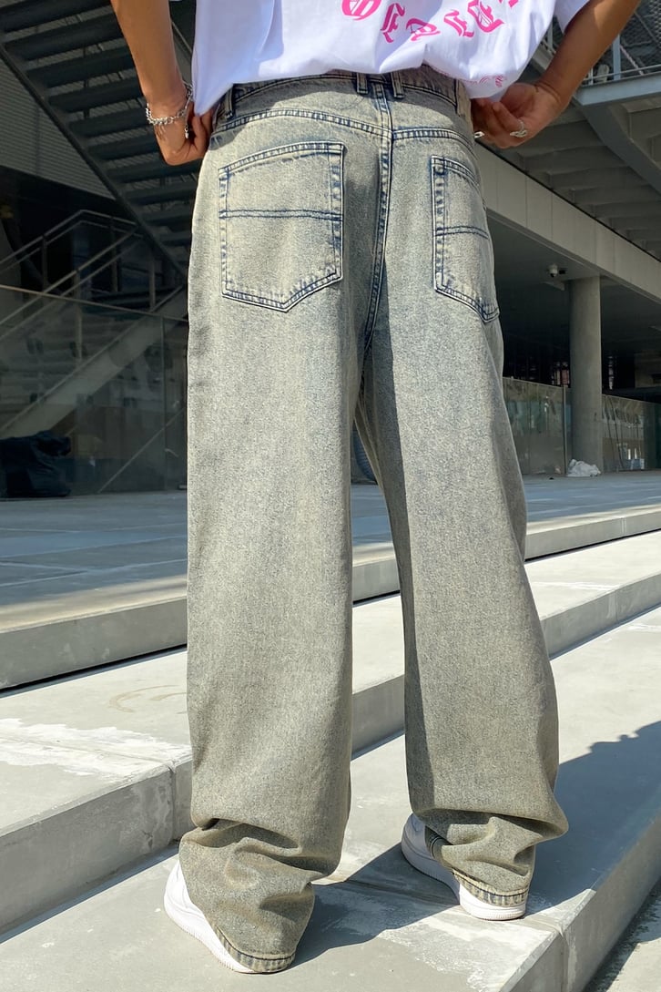 Basic Eskitme Buz Mavi Baggy Jean