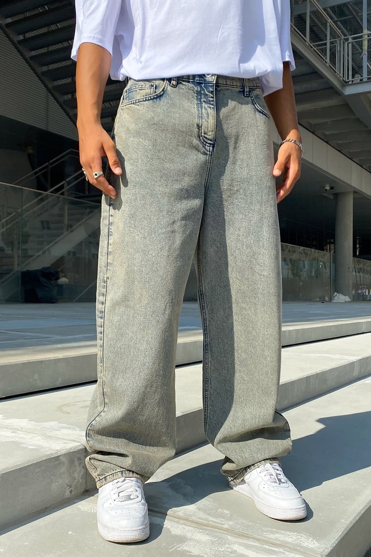 Basic Eskitme Buz Mavi Baggy Jean