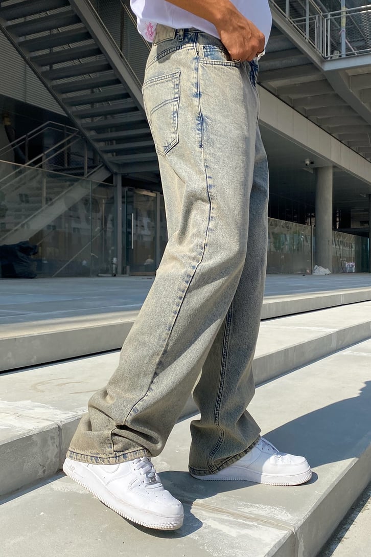 Basic Eskitme Buz Mavi Baggy Jean