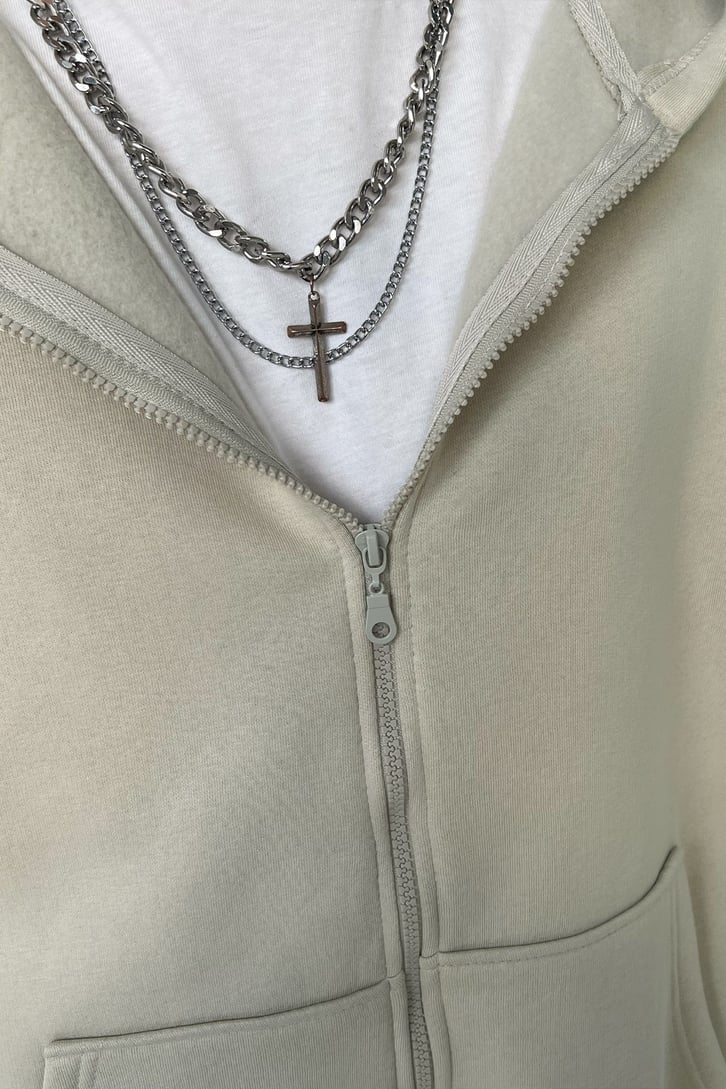 Basic Fermuarlı Oversize Sweatshirt
