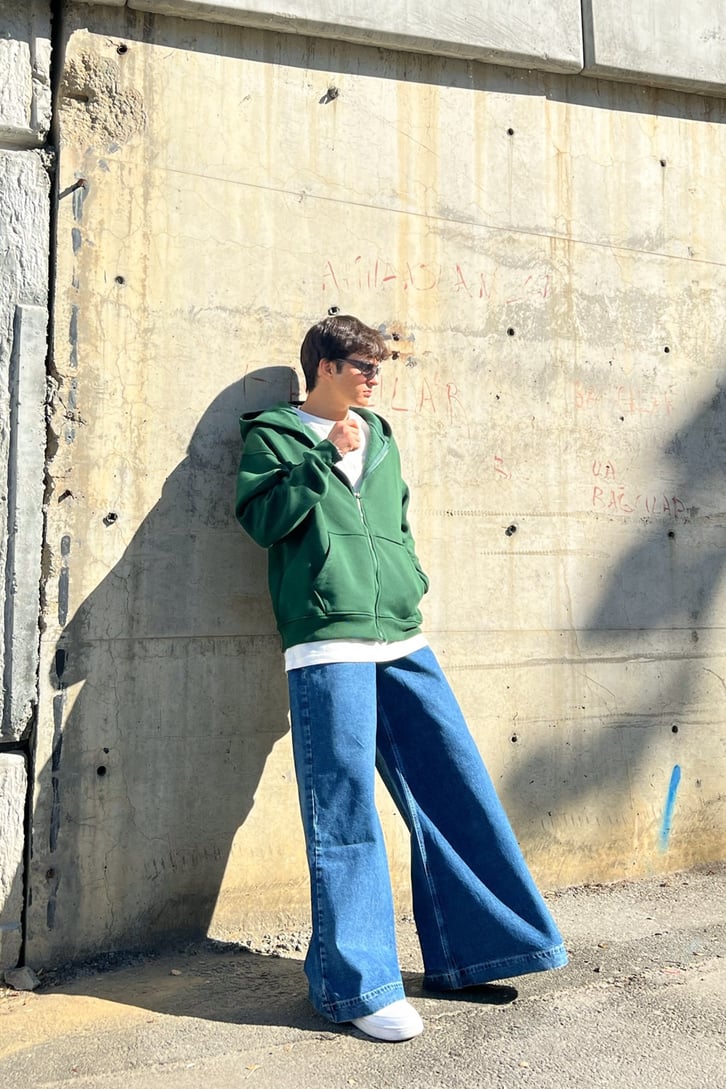 Basic Fermuarlı Oversize Sweatshirt
