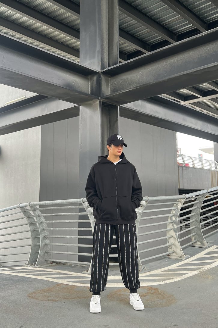Basic Fermuarlı Oversize Sweatshirt