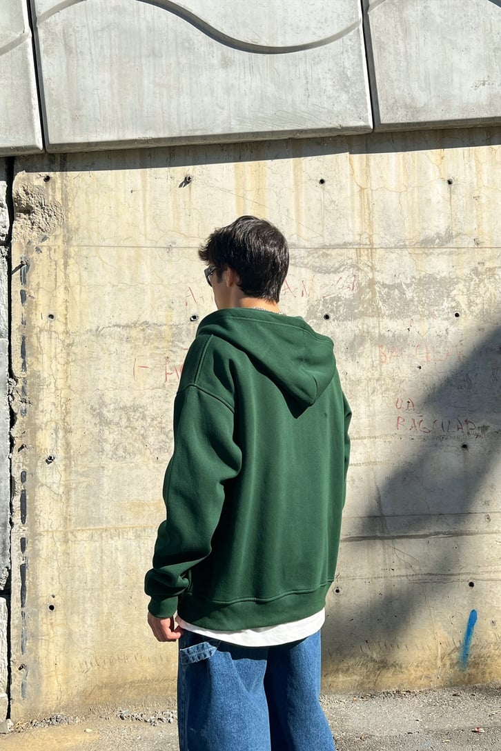 Basic Fermuarlı Oversize Sweatshirt