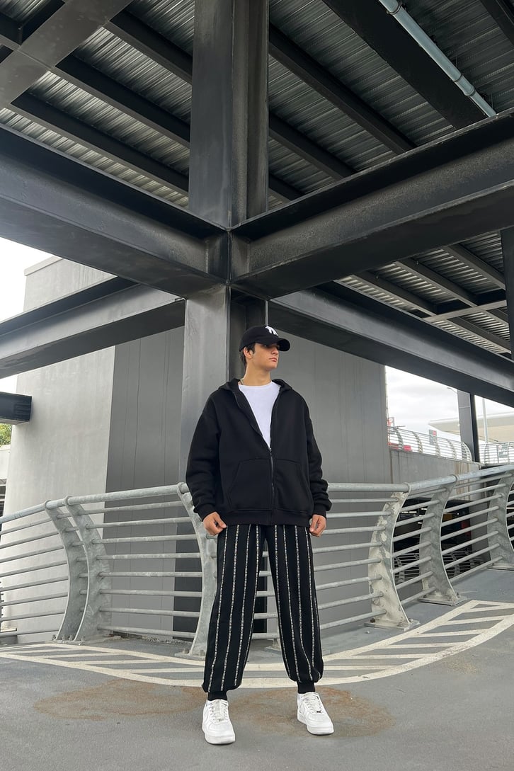 Basic Fermuarlı Oversize Sweatshirt