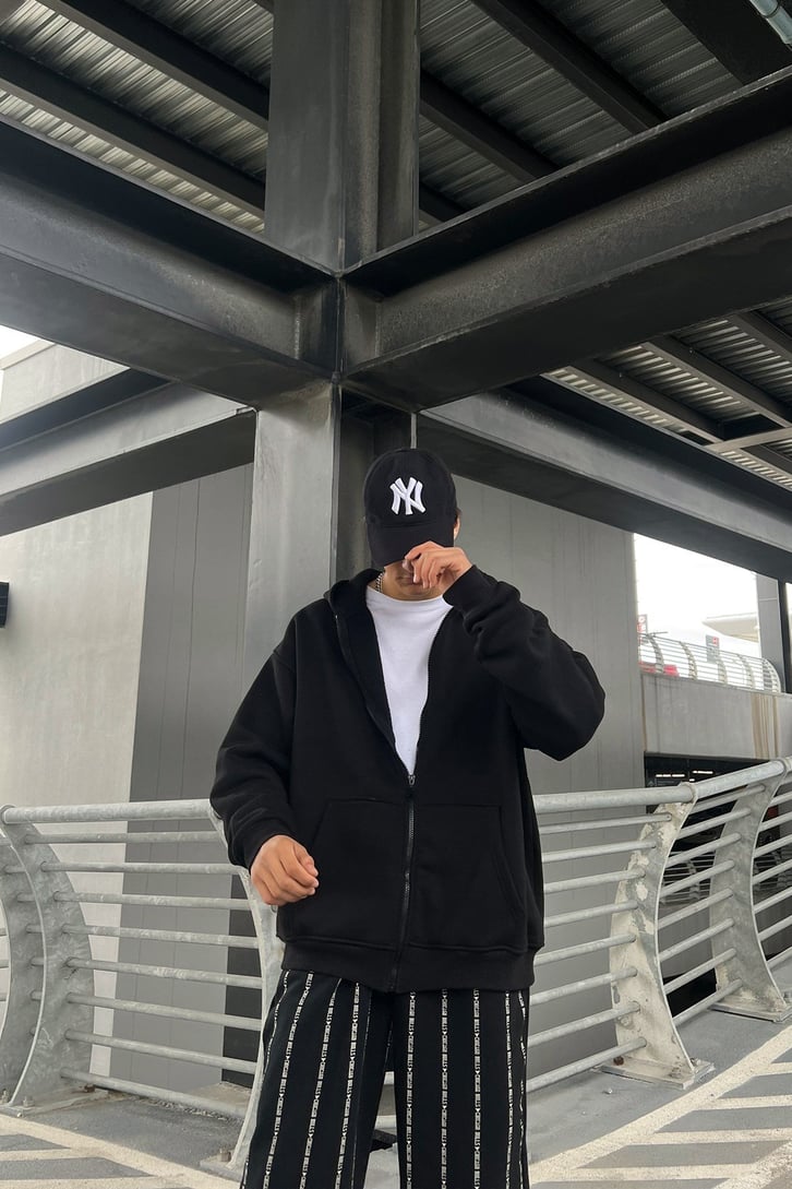 Basic Fermuarlı Oversize Sweatshirt
