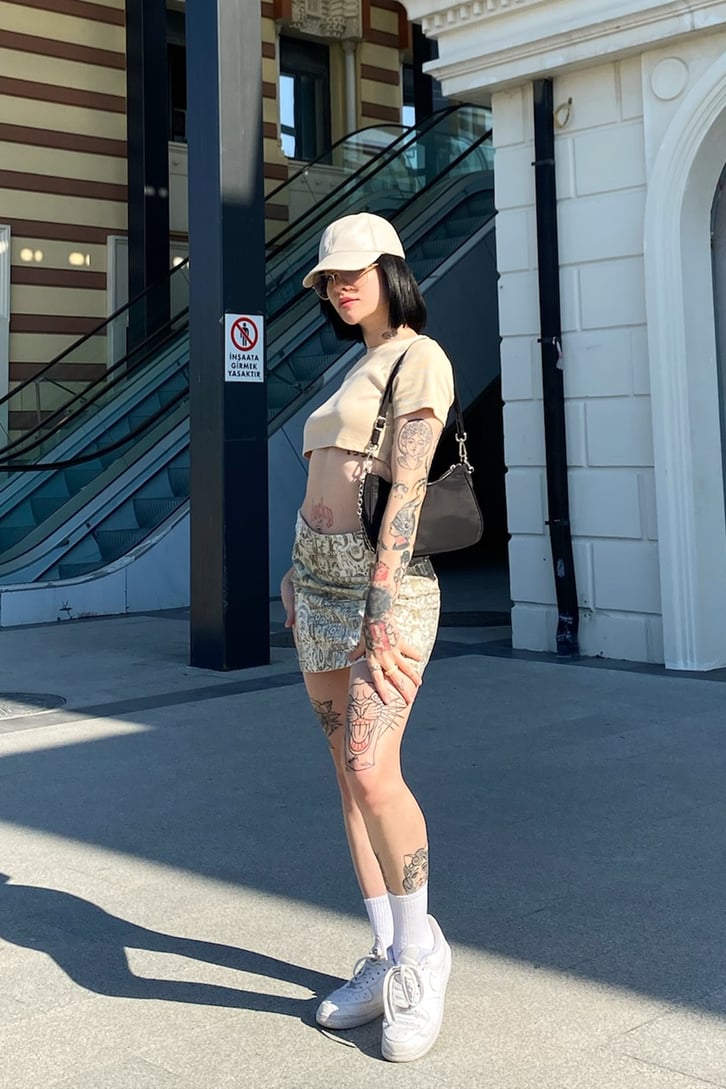 Basic Fitilli Bej Crop