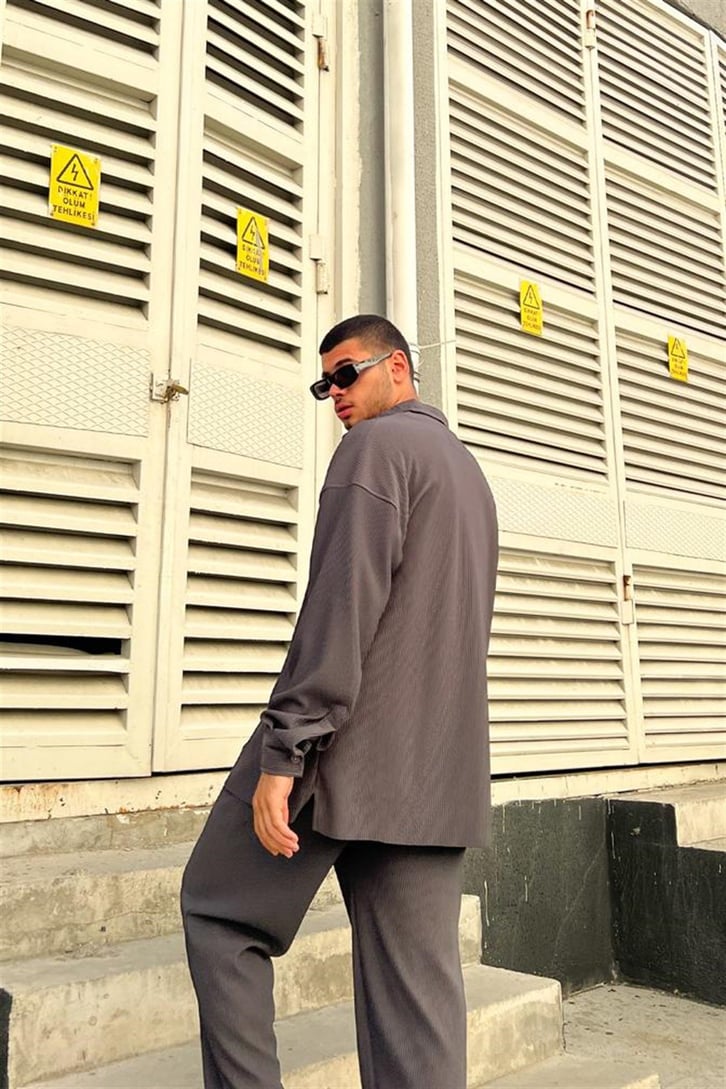 Basic Füme Gömlek Pantolon Takım
