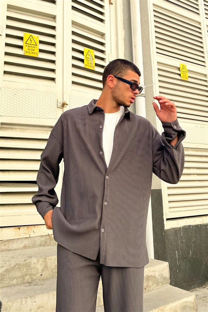 Basic Füme Gömlek Pantolon Takım