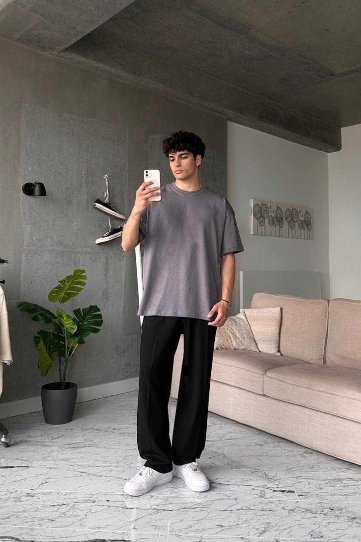 Basic Füme Oversize Tişört