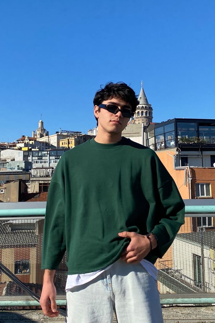 Basic Green Crop Sweatshirt