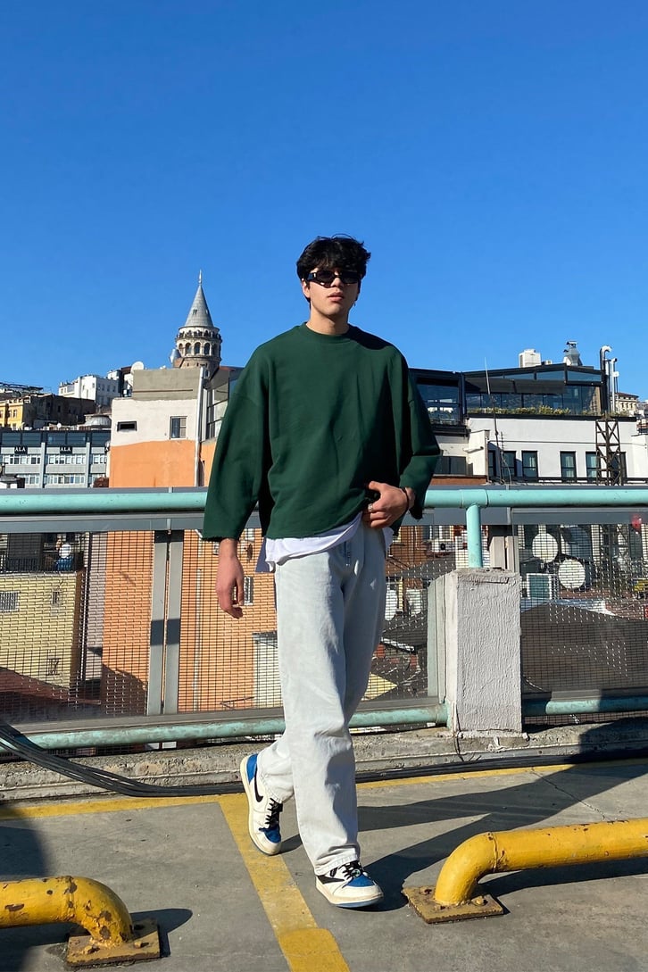 Basic Green Crop Sweatshirt