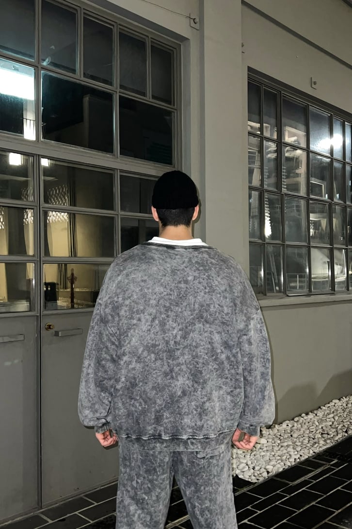 Basic Gri Acid Wash Outfit Eşofman Takımı