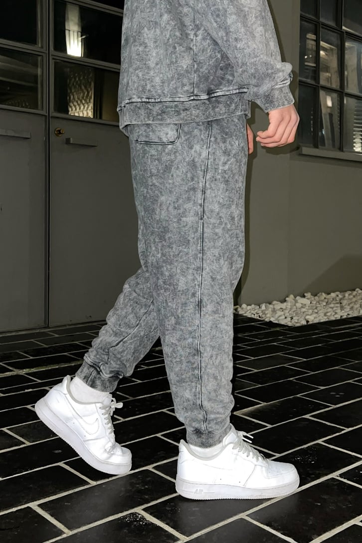 Basic Gri Acid Wash Outfit Eşofman Takımı