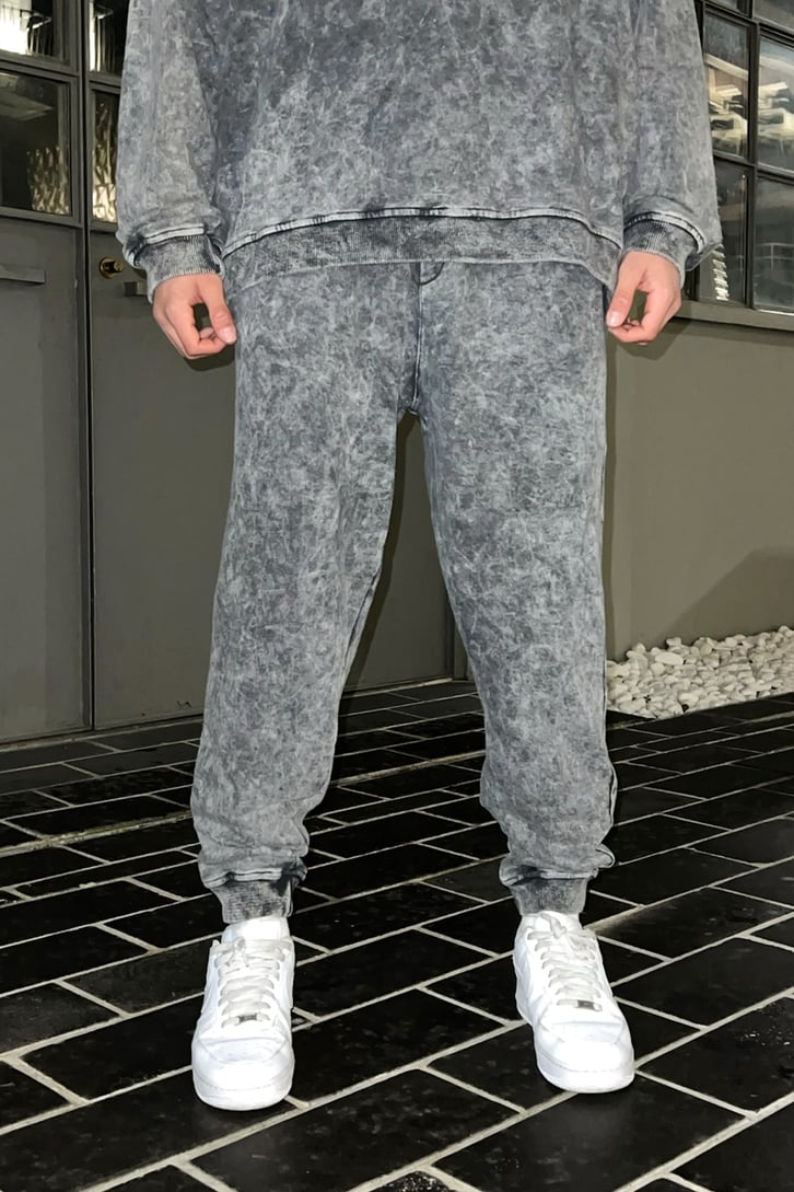 Basic Gri Acid Wash Outfit Eşofman Takımı