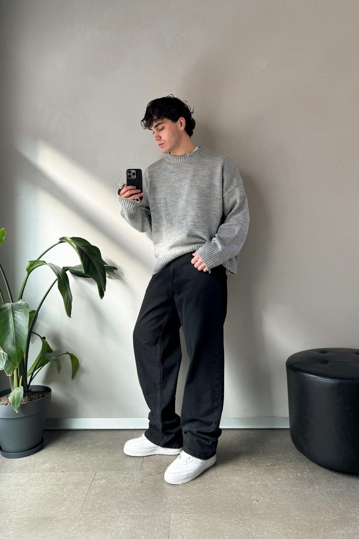Basic Gri Baggy Jean