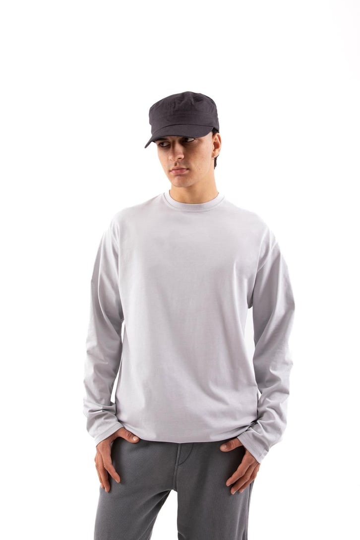 Basic Gri Long Sleeve Tişört