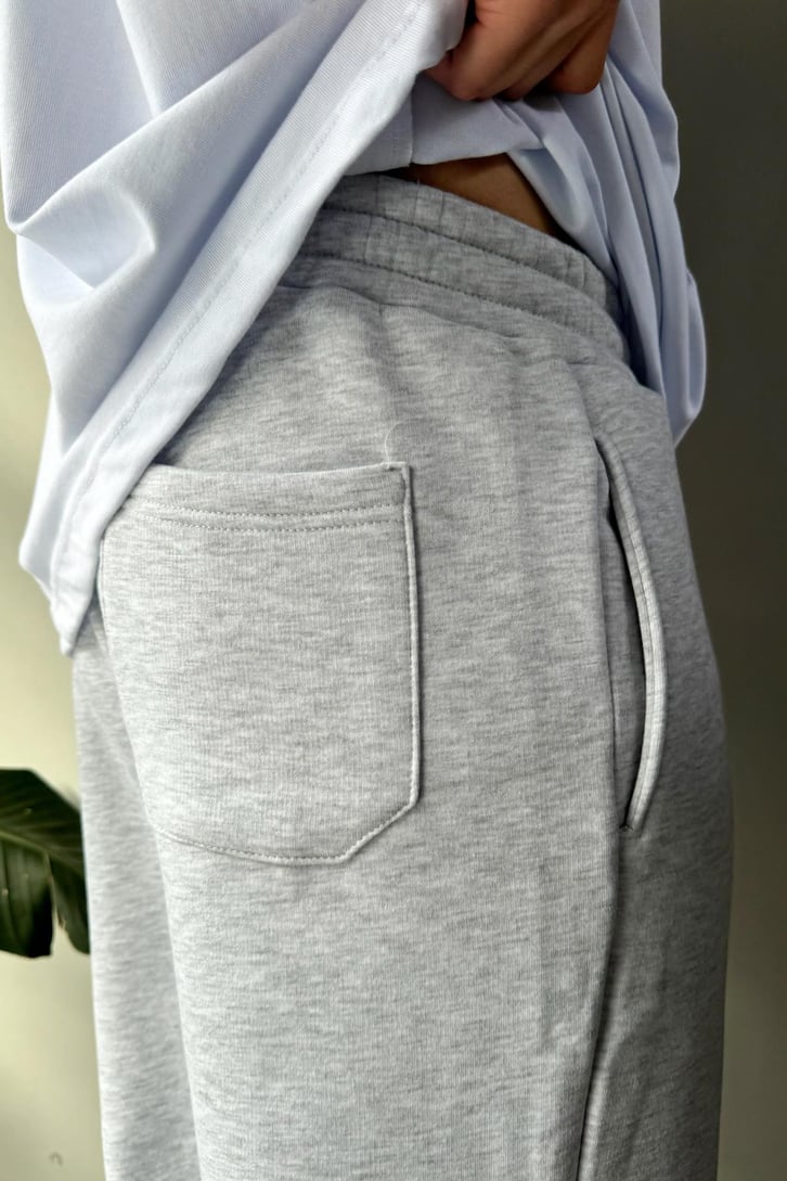 Basic Gri Melanj Baggy Eşofman Altı