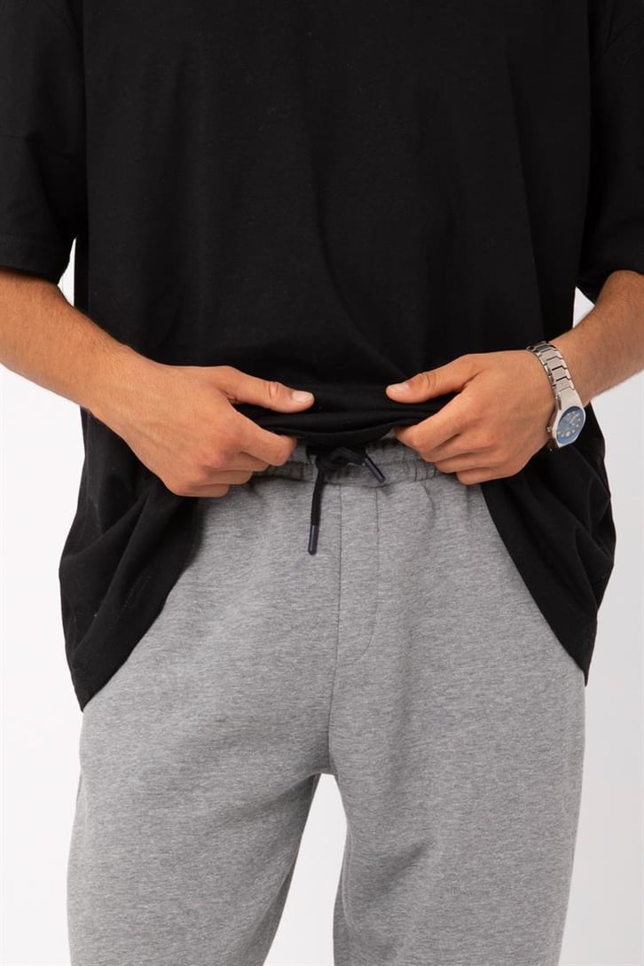 Basic Gri Melanj Jogger Eşofman Altı