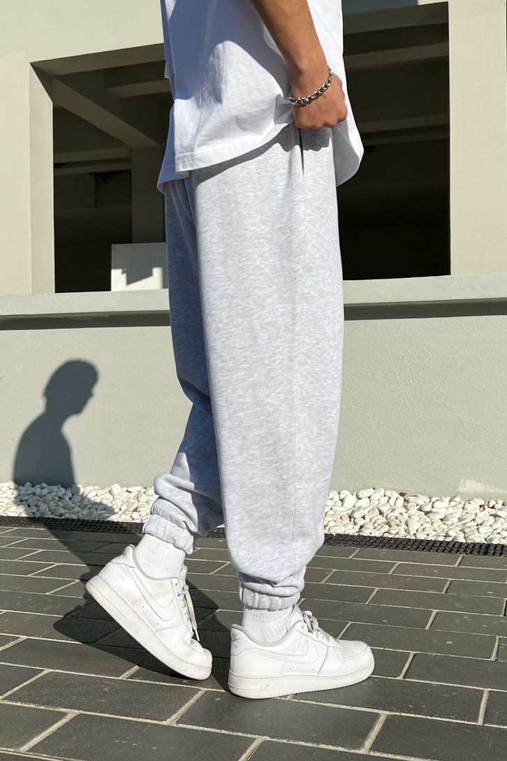 Basic Gri Melanj Jogger Fit Eşofman Altı