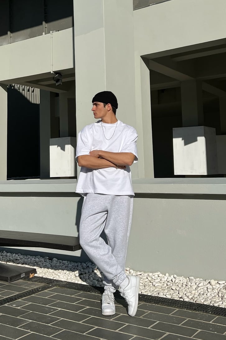 Basic Gri Melanj Jogger Fit Eşofman Altı