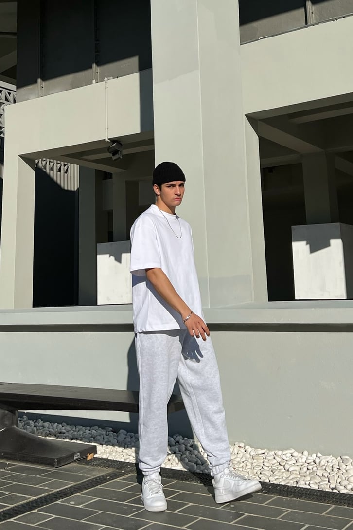 Basic Gri Melanj Jogger Fit Eşofman Altı