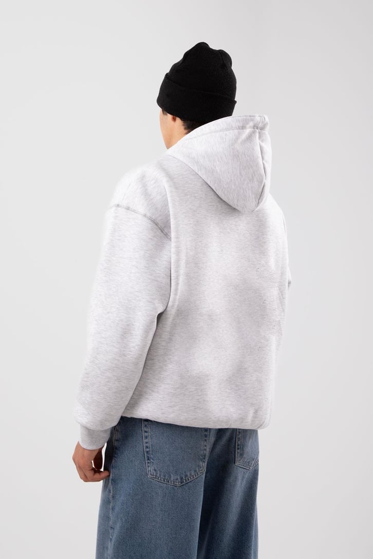 Basic Gri Melanj Oversize Hoodie