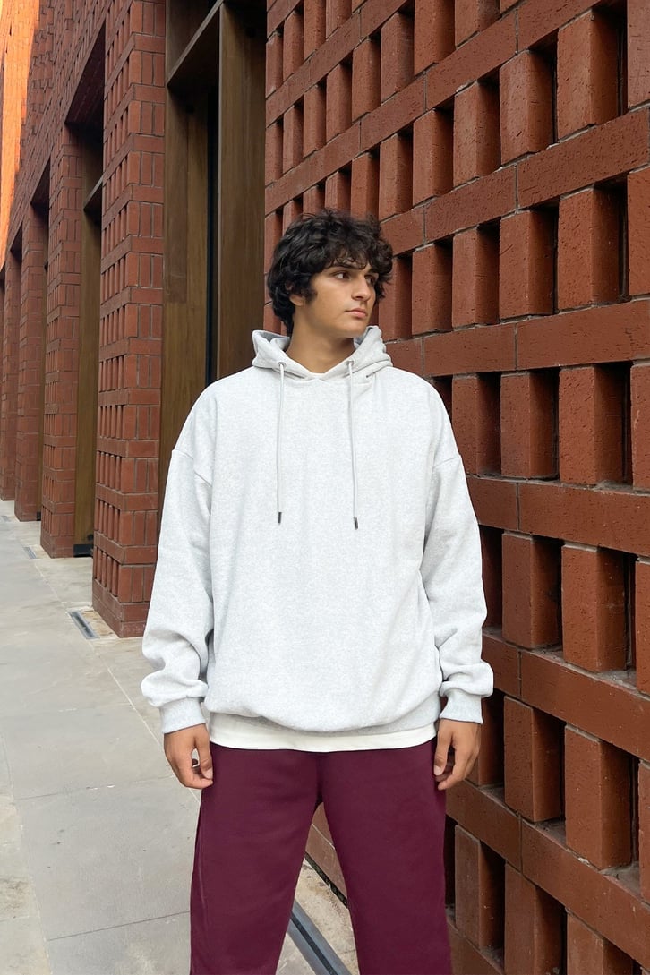 Basic Gri Oversize Sweatshirt