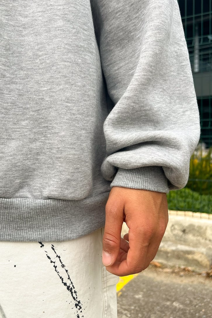Basic Gri Oversize Sweatshirt
