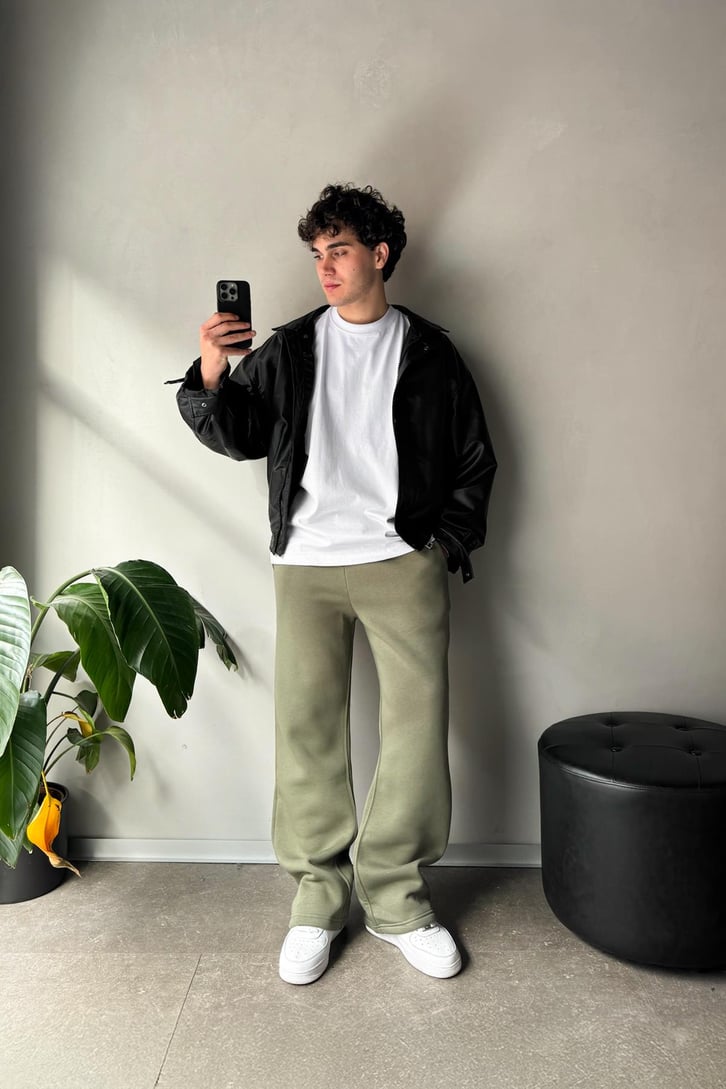 Basic Haki Baggy Eşofman Altı