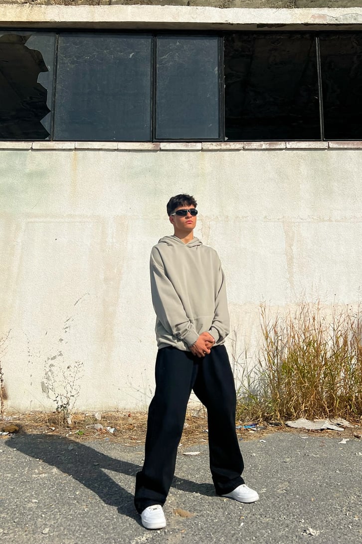 Basic Haki Oversize Sweatshirt