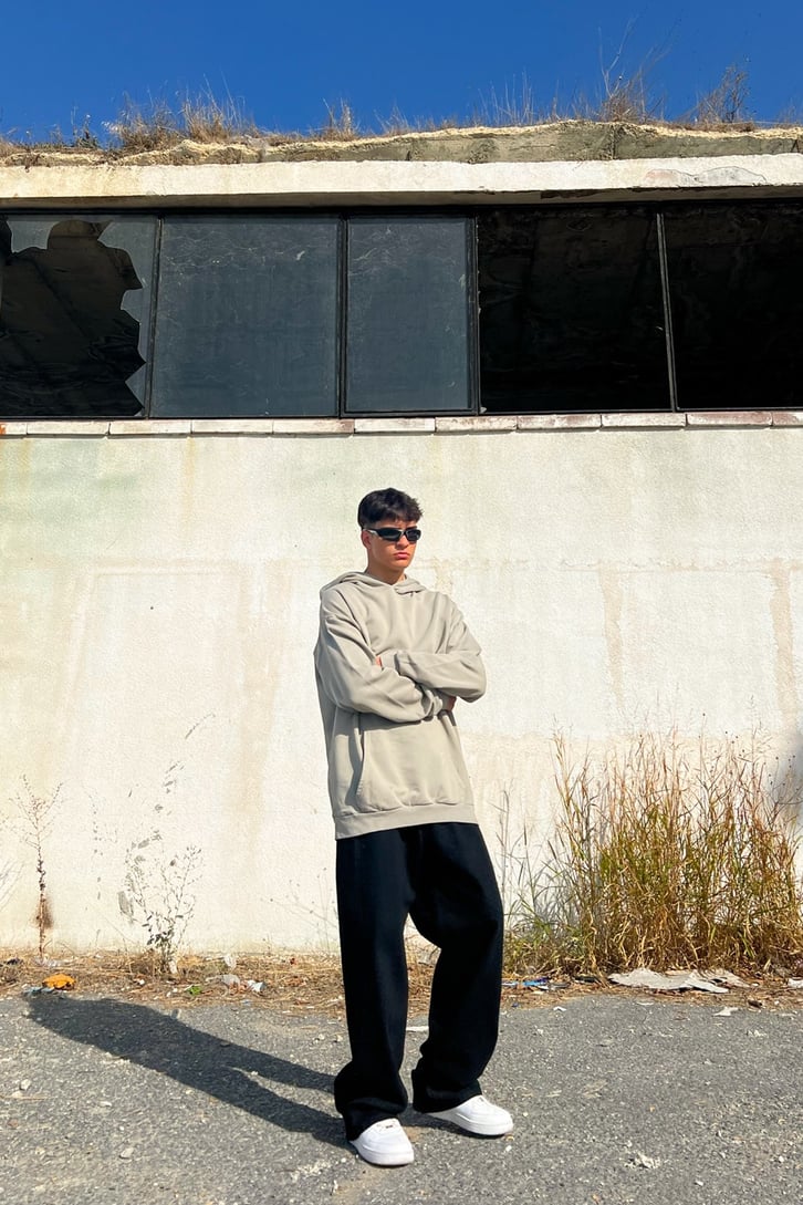 Basic Haki Oversize Sweatshirt
