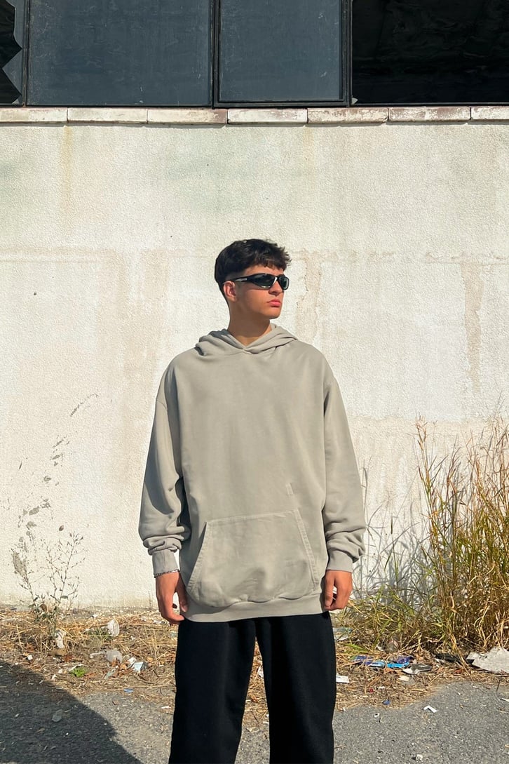 Basic Haki Oversize Sweatshirt