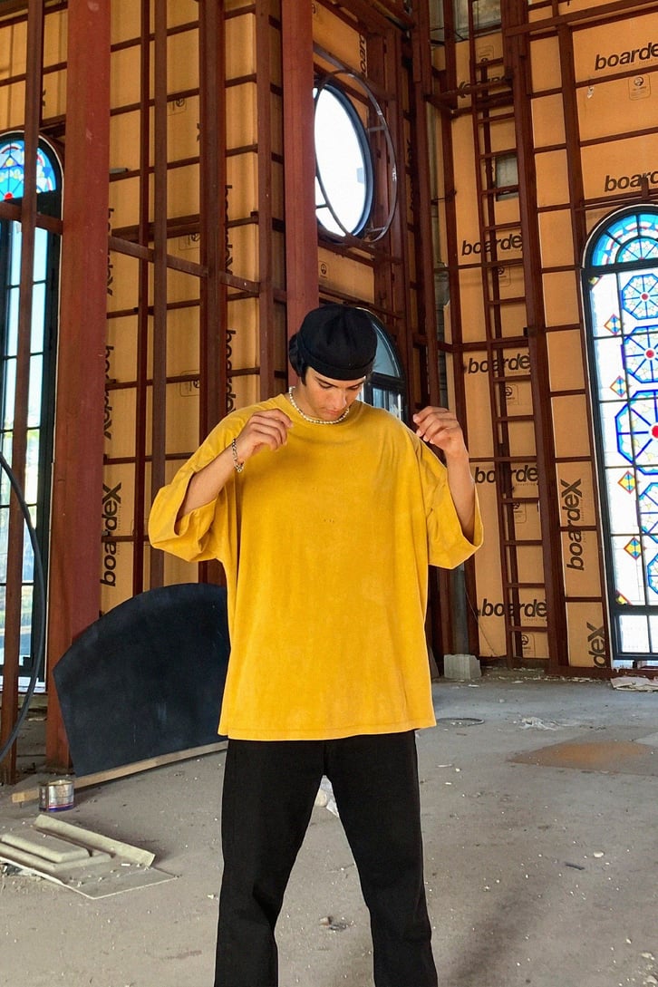 Basic Hardal Renk Super Oversize Tshirt