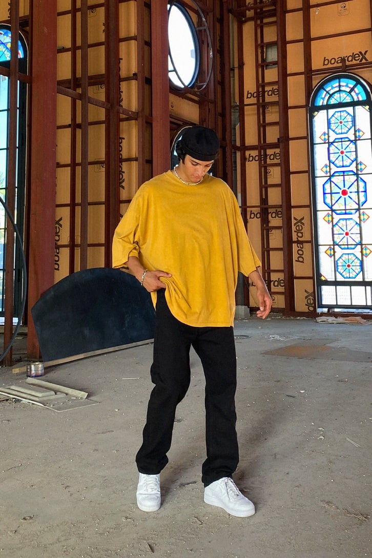 Basic Hardal Renk Super Oversize Tshirt