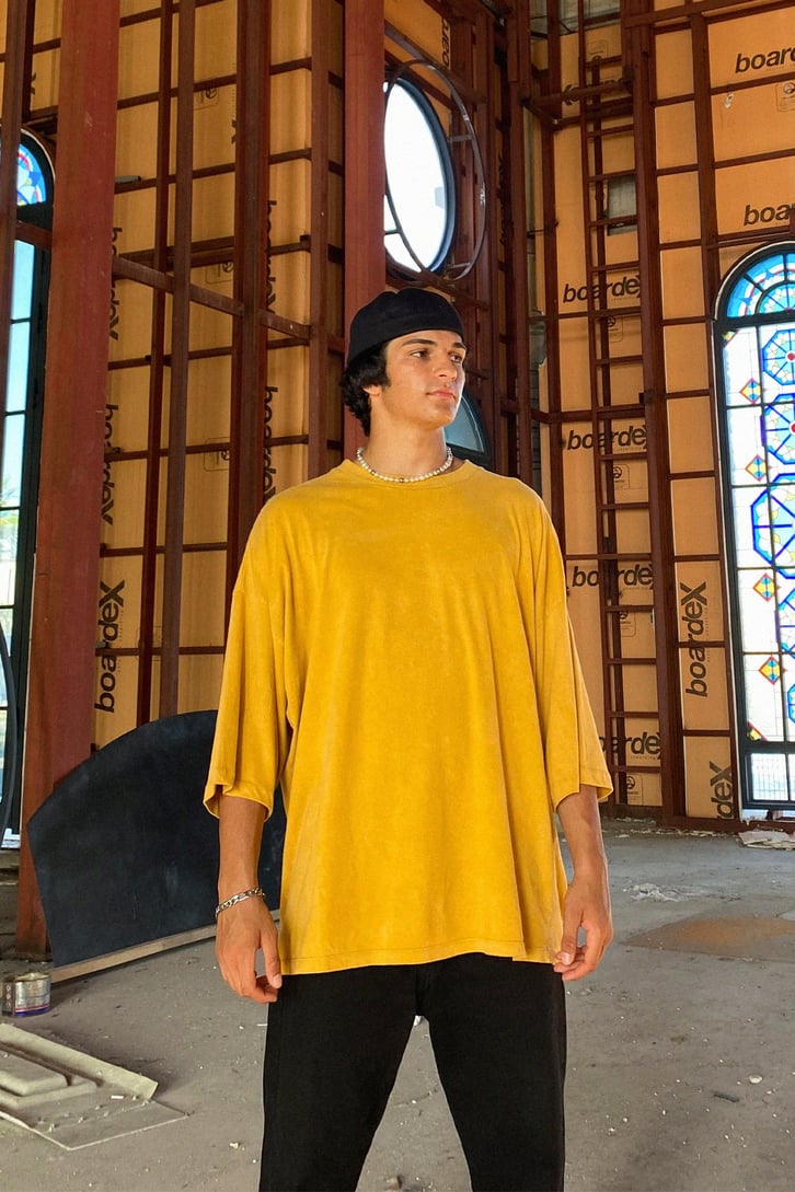 Basic Hardal Renk Super Oversize Tshirt