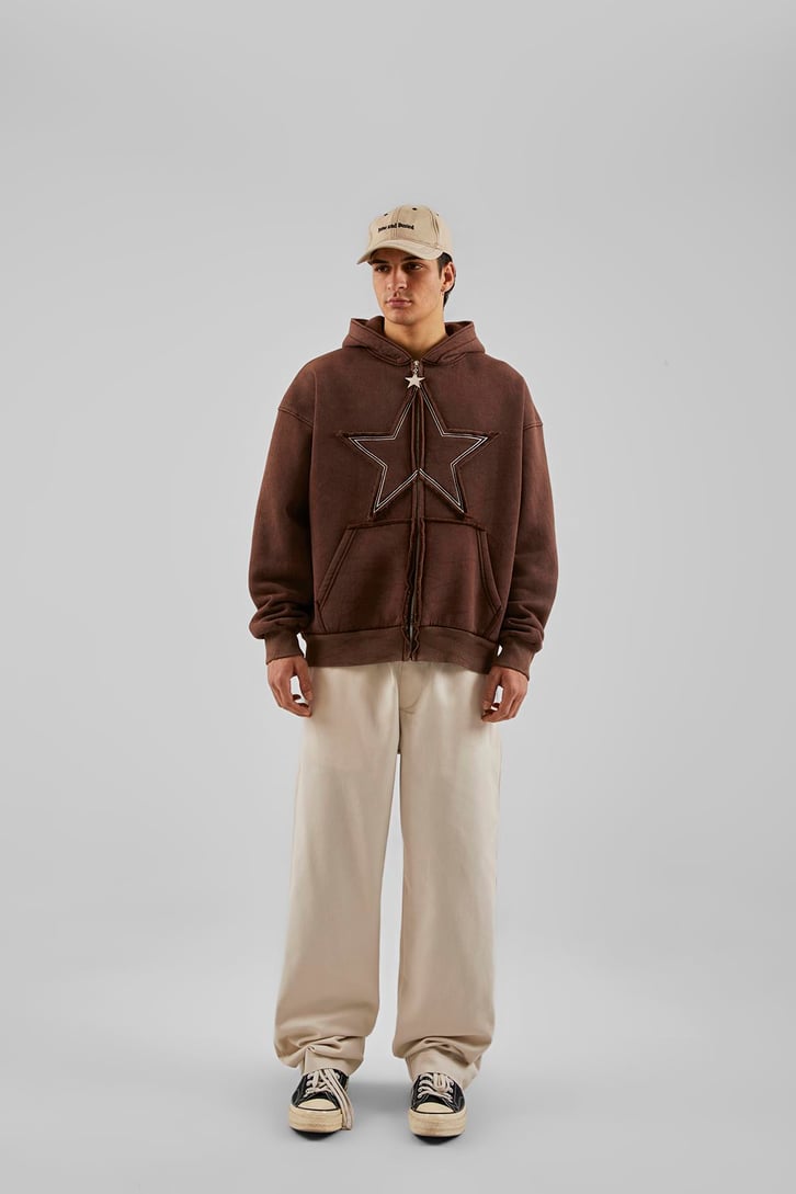 Basic İp Detaylı Krem Baggy Pantolon