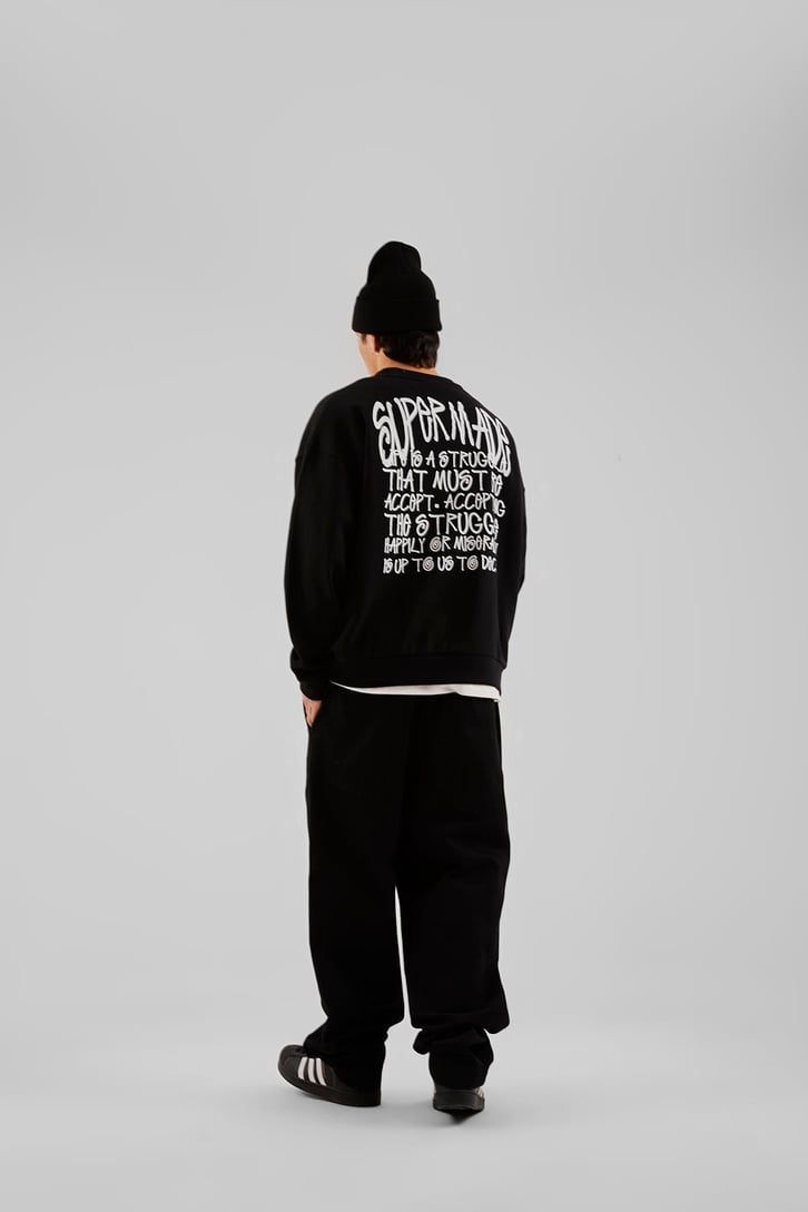 Basic İp Detaylı Siyah Baggy Pantolon