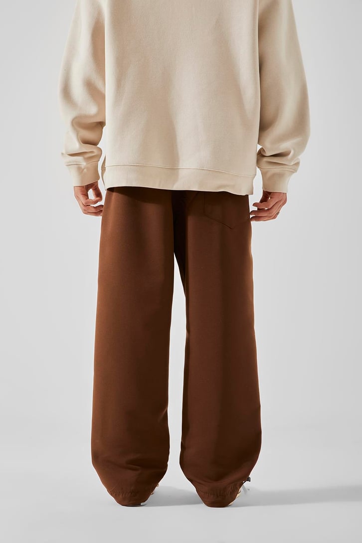 Basic Kahverengi Ayarlanabilir Paça Pantolon