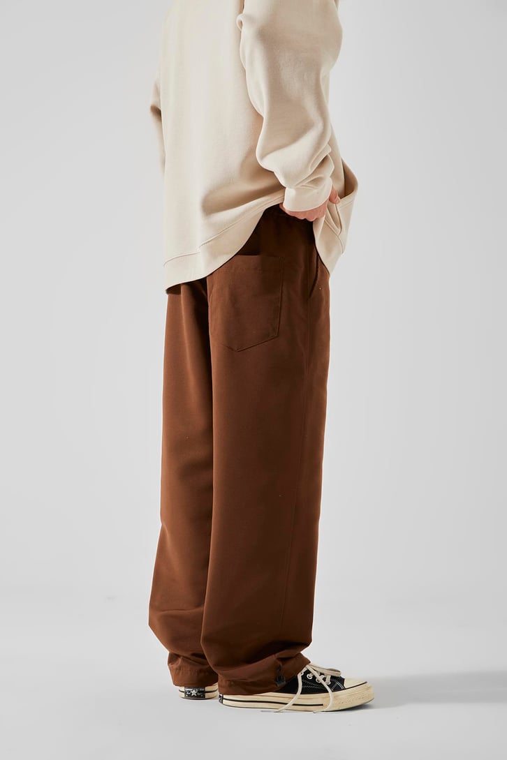 Basic Kahverengi Ayarlanabilir Paça Pantolon