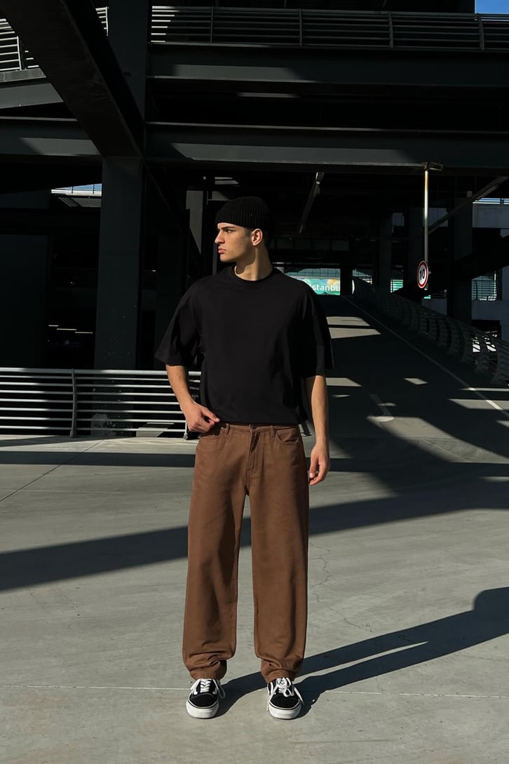 Basic Kahverengi Baggy Jean