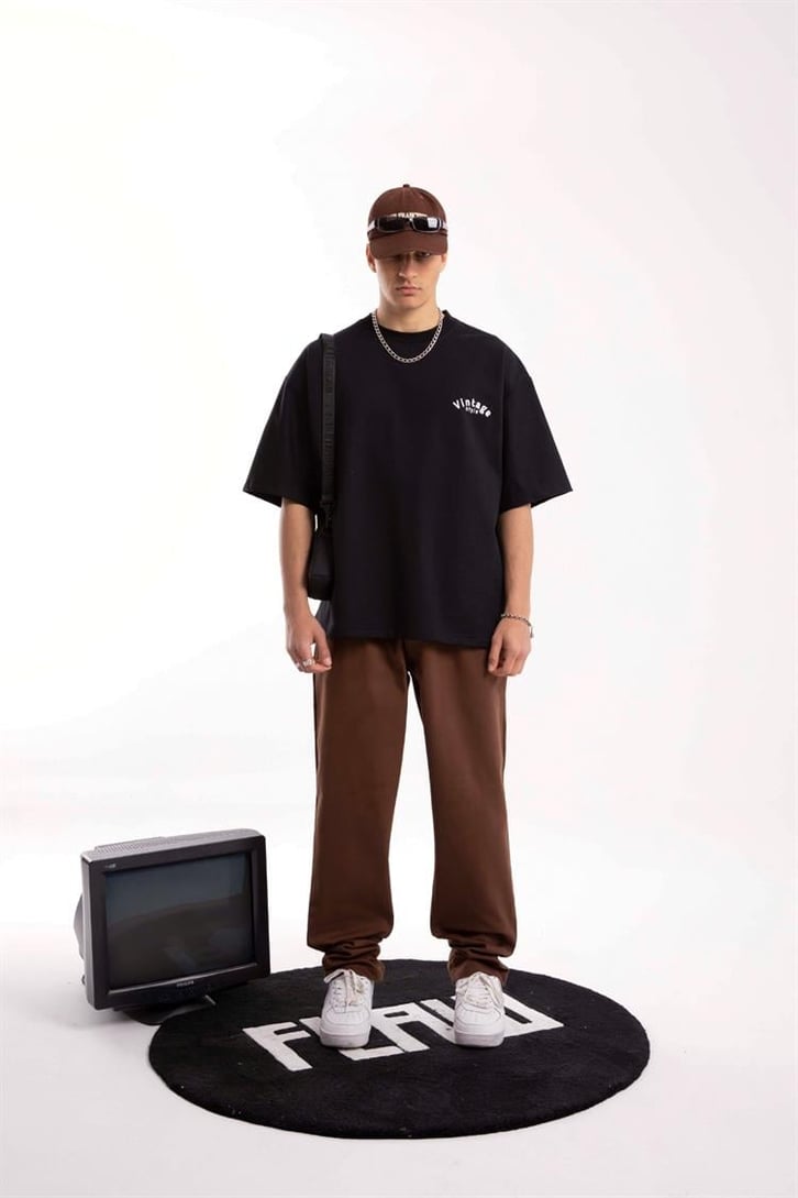 Basic Kahverengi Baggy Pantolon