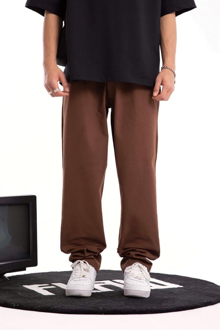Basic Kahverengi Baggy Pantolon