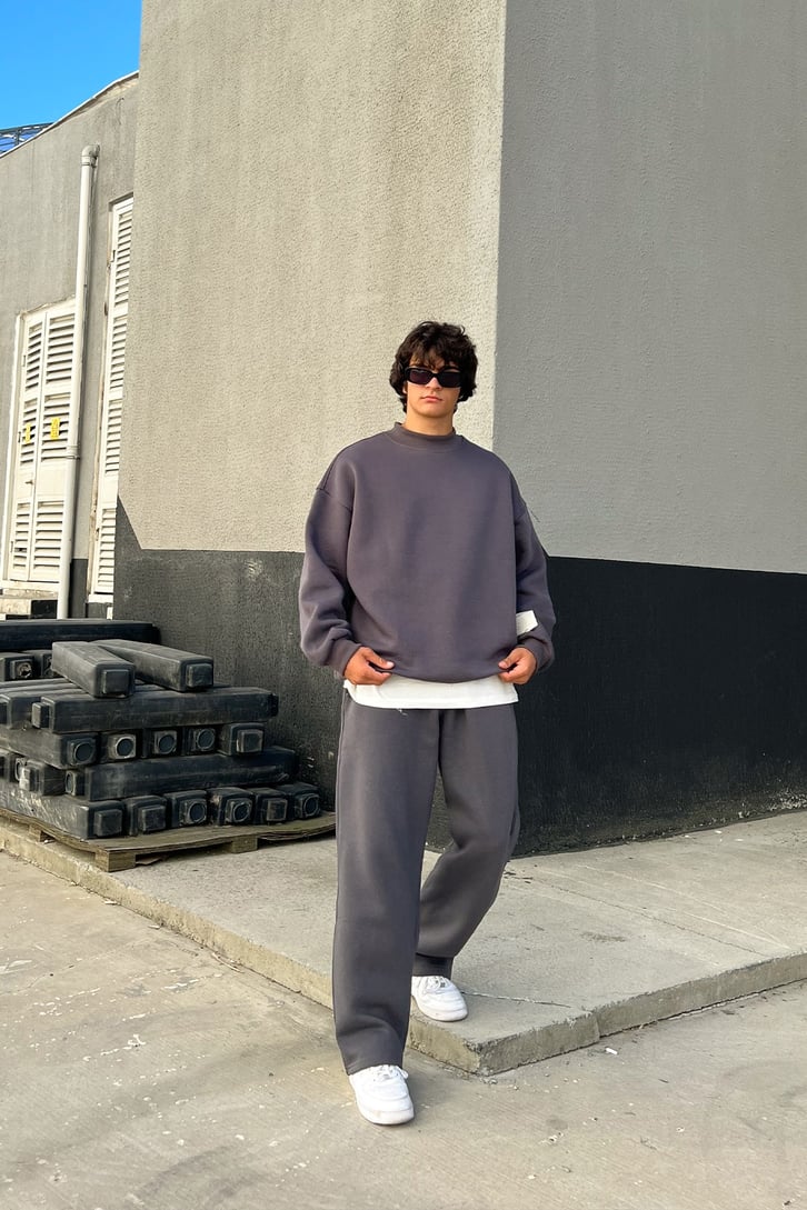 Basic Kahverengi Oversize Sweatshirt