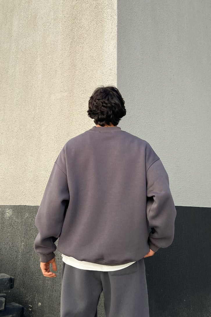 Basic Kahverengi Oversize Sweatshirt