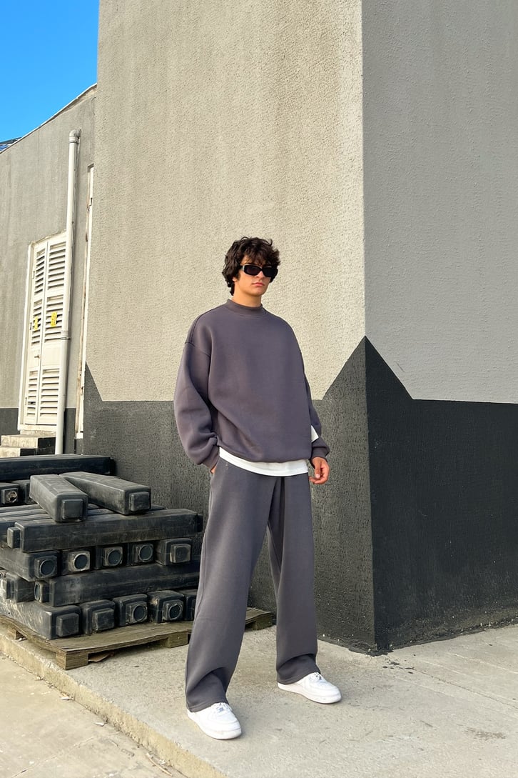 Basic Kahverengi Oversize Sweatshirt