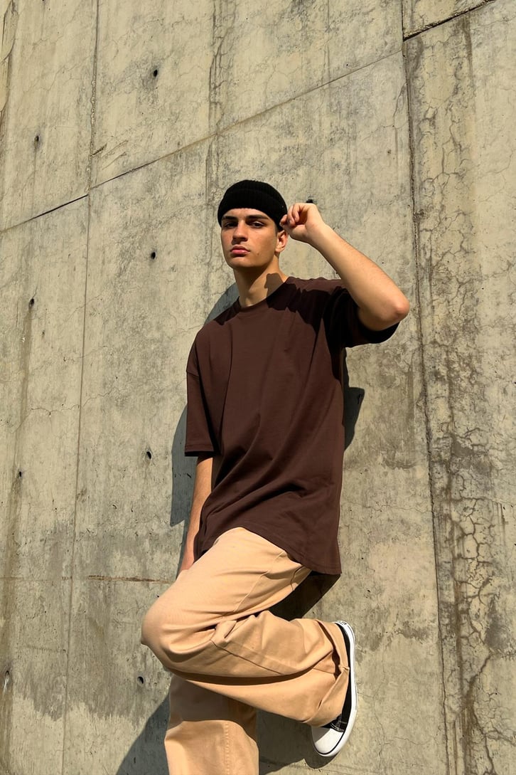 Basic Kahverengi Oversize Tshirt